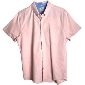 ADRIANO GOLDSCHMIED AG Men's Standard Fit SS 100% Cotton Pink Blue Shirt Size XL